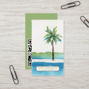 Palm Tree Custom QR Code Scannable Travel Agent Business Card