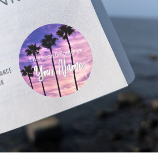 Palm Tree Customizable Book Sticker