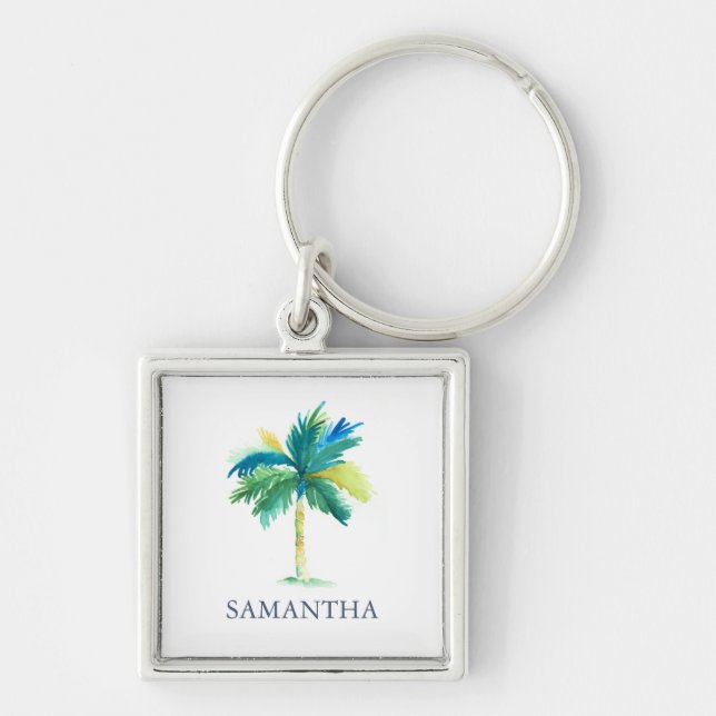 Palm Tree Customizable Keychains Personalised (Front)