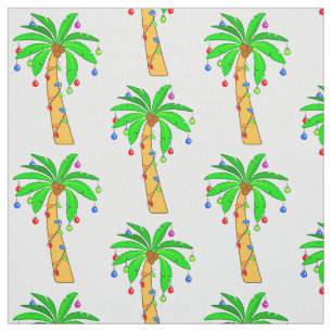 Palm Tree Decorated for Christmas Fabric