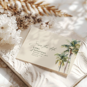 Palm Tree Destination Elegant Coastal Wedding Save The Date