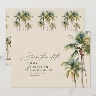 Palm Tree Destination Elegant Coastal Wedding Save The Date