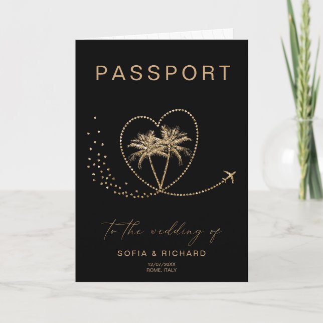 Palm Tree Destination Mariage Passport Carte du mo (Devant)