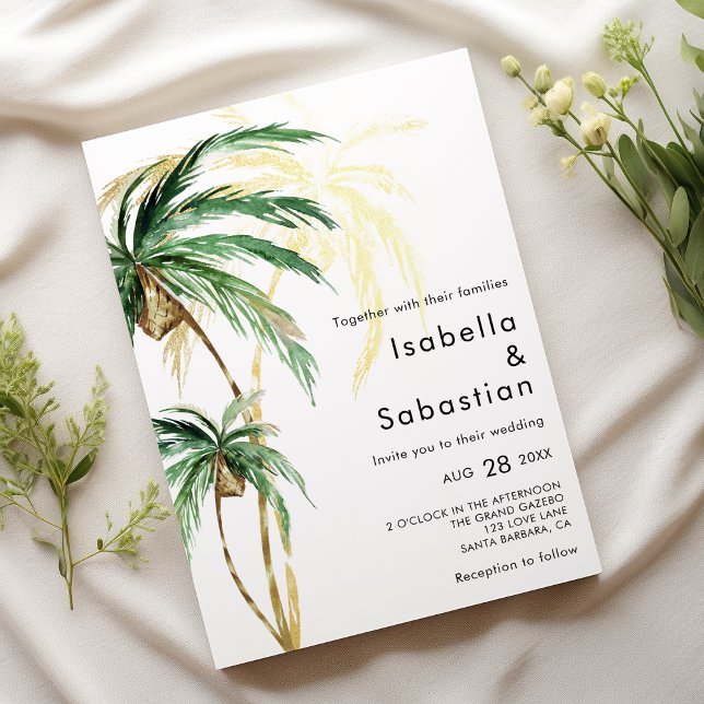 Palm Tree Destination Modern Wedding Invitation (Creator Uploaded)