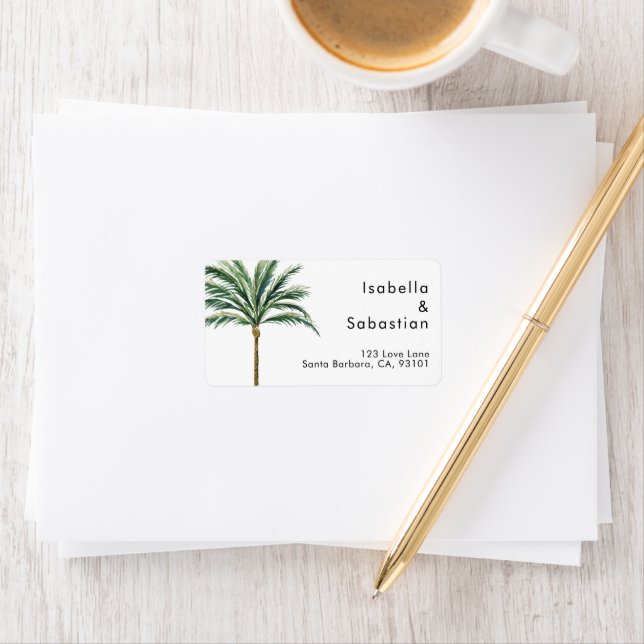 Palm Tree Destination Wedding Address Label (Insitu)