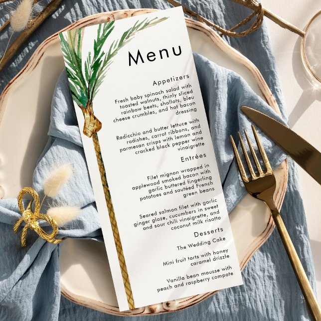 Palm Tree Destination Wedding Menu Plat (Créateur téléchargé)