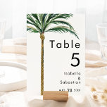 Palm Tree Destination Wedding Table Number Card<br><div class="desc">This palm tree destination wedding table number card design features tropical watercolor palm trees on a bright white background that evoke the dreamy ambiance of a destination wedding. this design radiates the romance of sandy shores and swaying palms, perfect for couples seeking a truly unforgettable celebration. For personalized coordination or...</div>
