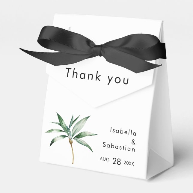 Palm Tree Destination Wedding Thank You Favor Box (Front Side)