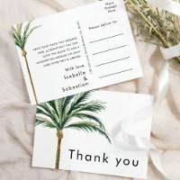 Palm Tree Destination Wedding Thank You Postcard