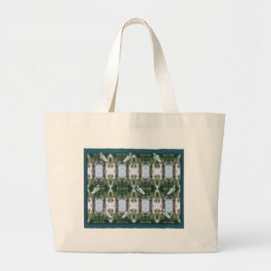Palm Tree & Egret Large Tote Bag