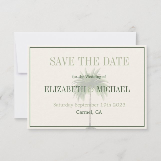 Palm Tree Elegant Modern Wedding Save the Date (Front)