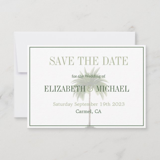 Palm Tree Elegant Modern Wedding Save the Date (Front)