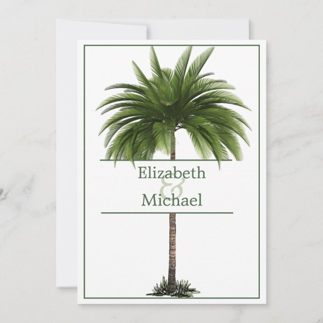 Palm Tree Élégante faire-part de mariage Moderne C (Dos)