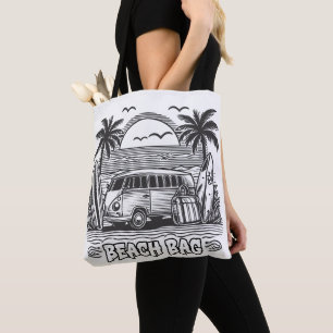 Palm Tree Escape Van Colouring Tote Bag