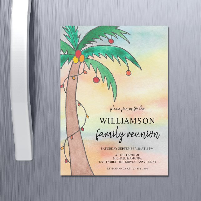 Palm Tree Famille Réunion Invitation magnétique (Créateur téléchargé)