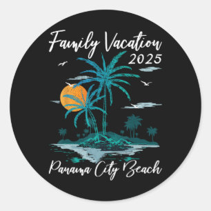 Palm Tree Family Vacation 2025 Florida Panama City Classic Round Sticker