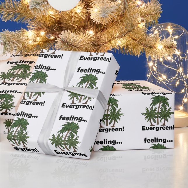 Palm Tree Feeling Evergreen Tropical Birthday Wrapping Paper (Holidays)