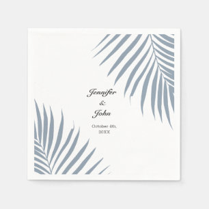Palm Tree Foliage Dusty Blue Leaves Cool Wedding Napkin