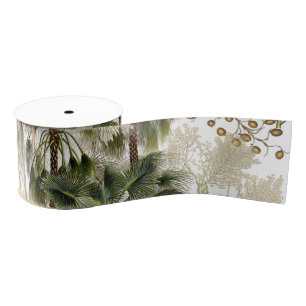 Palm Tree Fronds Nuts Flower Tropical Ribbon Grosgrain Ribbon