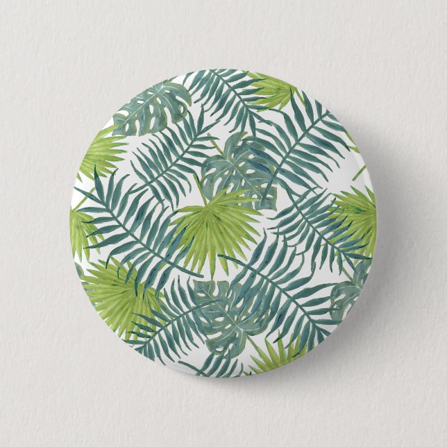 Palm Tree Fronds Painting Hawaiian 2 Inch Round Button (Front)