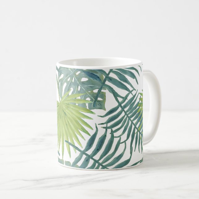 Palm Tree Fronds Painting Hawaiian Coffee Mug (Front Right)