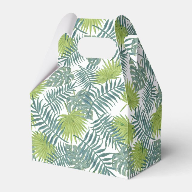 Palm Tree Fronds Painting Hawaiian Favor Box (Front Side)