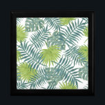 Palm Tree Fronds Painting Hawaiian Gift Box<br><div class="desc">Palm tree branches - Blue and Green Pattern - A classic palm tree palm frond illustration.

Greeting Cards are Completely customizable - change the greeting to happy holidays,  merry Christmas,  and then create your own greeting inside.</div>