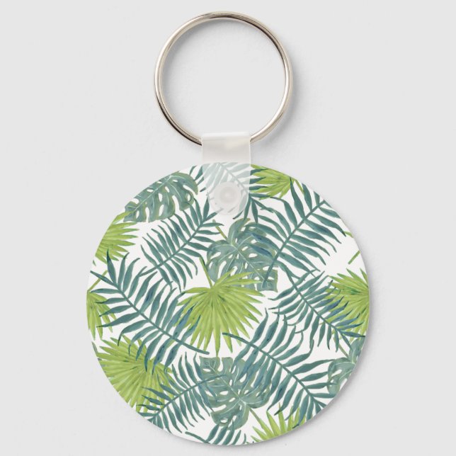Palm Tree Fronds Painting Hawaiian Keychain (Front)