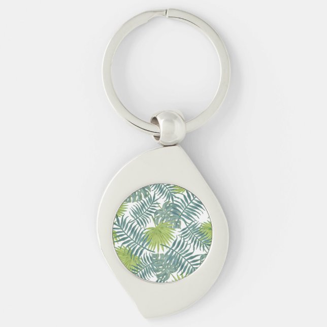 Palm Tree Fronds Painting Hawaiian Keychain (Front)