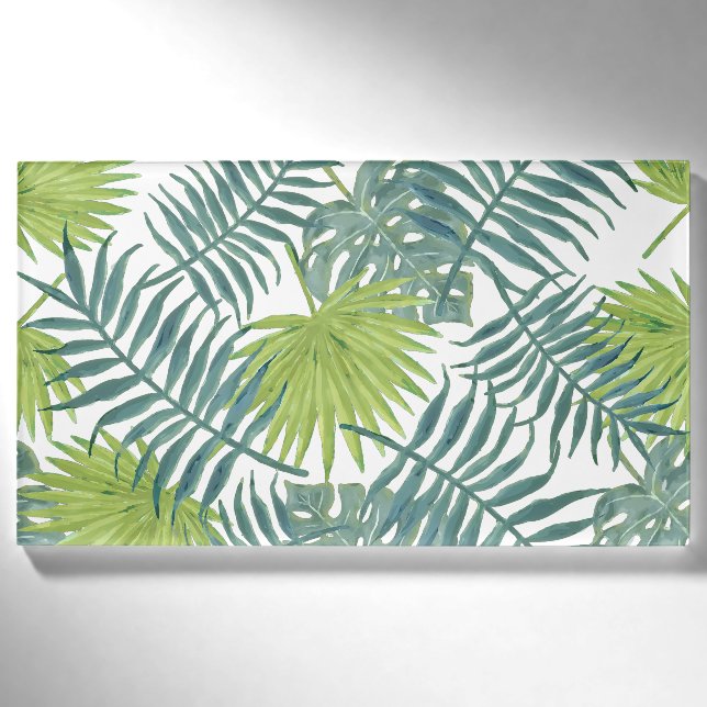 Palm Tree Fronds Painting Hawaiian Name Tag (Front)