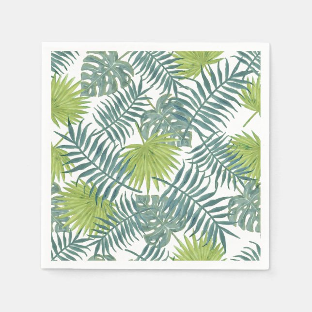 Palm Tree Fronds Painting Hawaiian Napkin (Front)