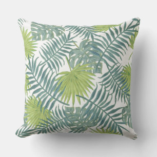 Palm Tree Fronds Painting Hawaiian Throw Pillow
