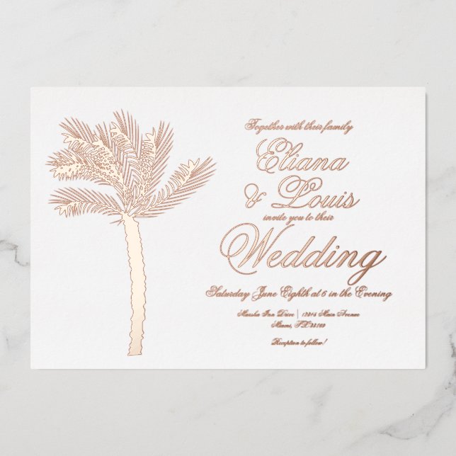 Palm Tree Gold Summer Wedding Pressed (Front)