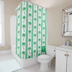 Palm Tree Greek Key Stripe – Green Coastal Preppy
