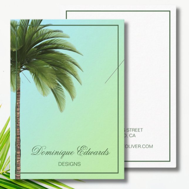 Palm Tree Green Modern Display Business Card (Creator Uploaded)