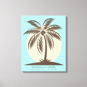 Palm Tree Guest Book Canvas - 50 Spaces