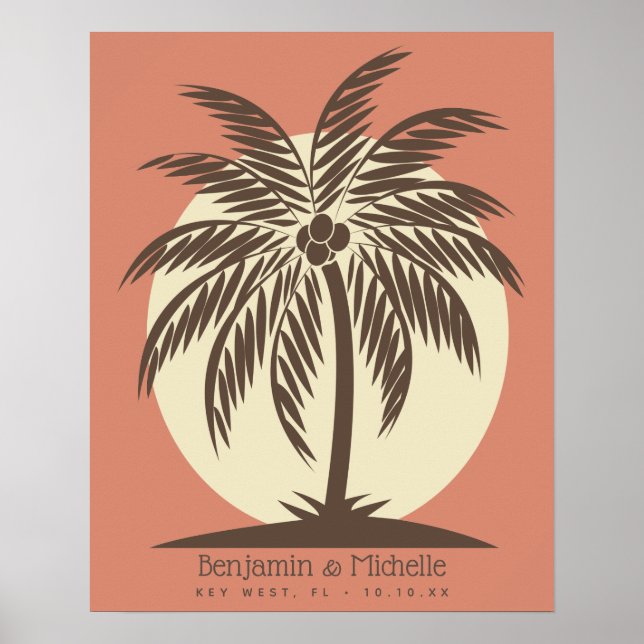 Palm Tree Guest Book Poster - 100 Spaces (Front)