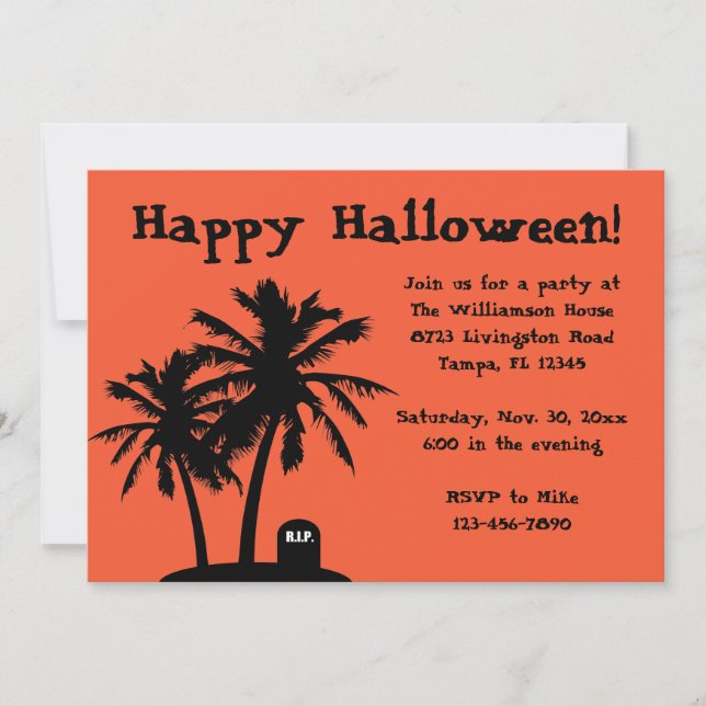 Palm Tree Halloween Party Invitations (Front)