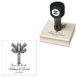Palm Tree Hand Drawn Tropical Logo Rubber Stamp