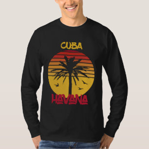 Palm tree Havana Cuba Beach Sun Surfing Hispanic C T-Shirt