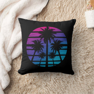 Palm Tree Hawaiian Beach Summer Vacation Throw Pillow