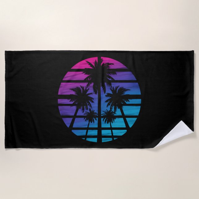 Palm Tree Hawaiian Beach Summer Vacation Towel (Front)