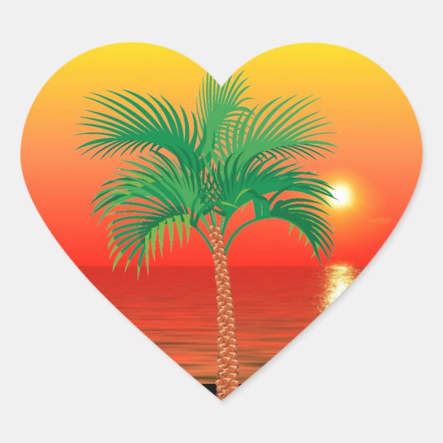 Palm Tree Heart Sticker (Front)
