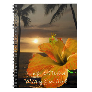 Palm Tree Hibiscus Tropical Wedding Guest Book