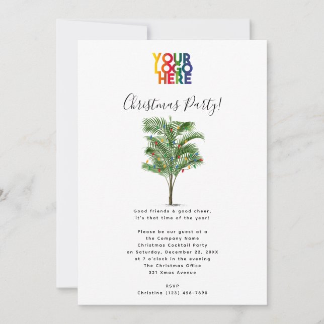 Palm Tree Holiday Business Logo Christmas Party  (Front)