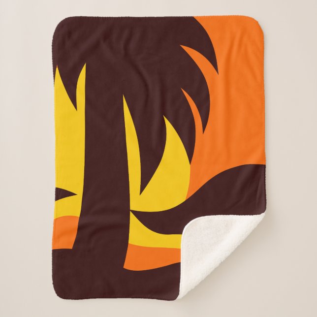 Palm Tree In setting Sun On Orange Sky Sherpa Blanket (Front)