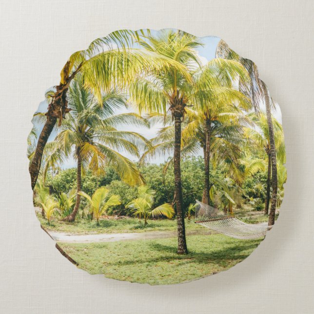 Palm tree in the morning round pillow (Front)