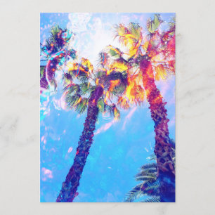 Palm Tree Invitation, Notecard, Stationary Invitation