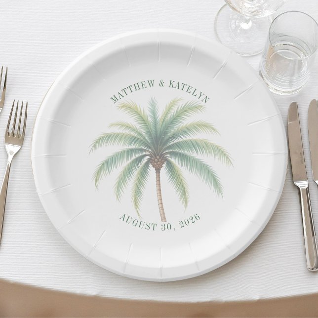 Palm Tree Island Destination Green Wedding Paper Plate (Palm Tree Island Destination Green Wedding Paper Plates
)