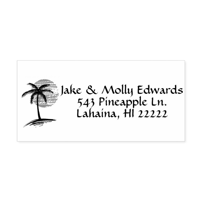 Palm Tree Island Silhouette Personalized Self-inking Stamp (Design)